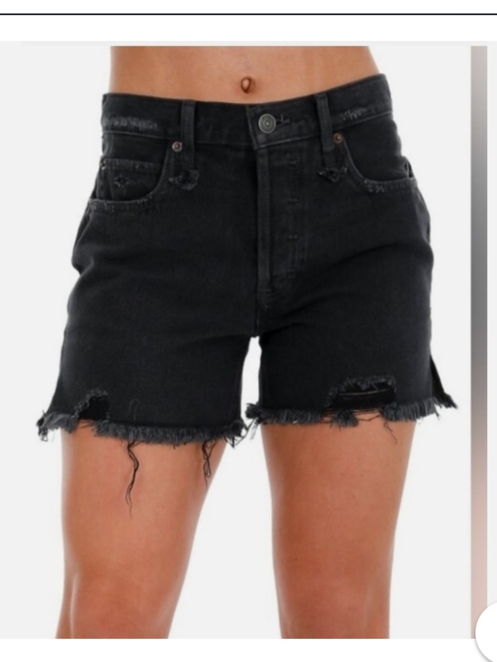 Free People Black Distressed Cutoff Denim Shorts